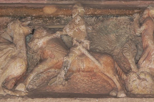 Relief an der Wehrkirche Nürnberg-Kraftshof.